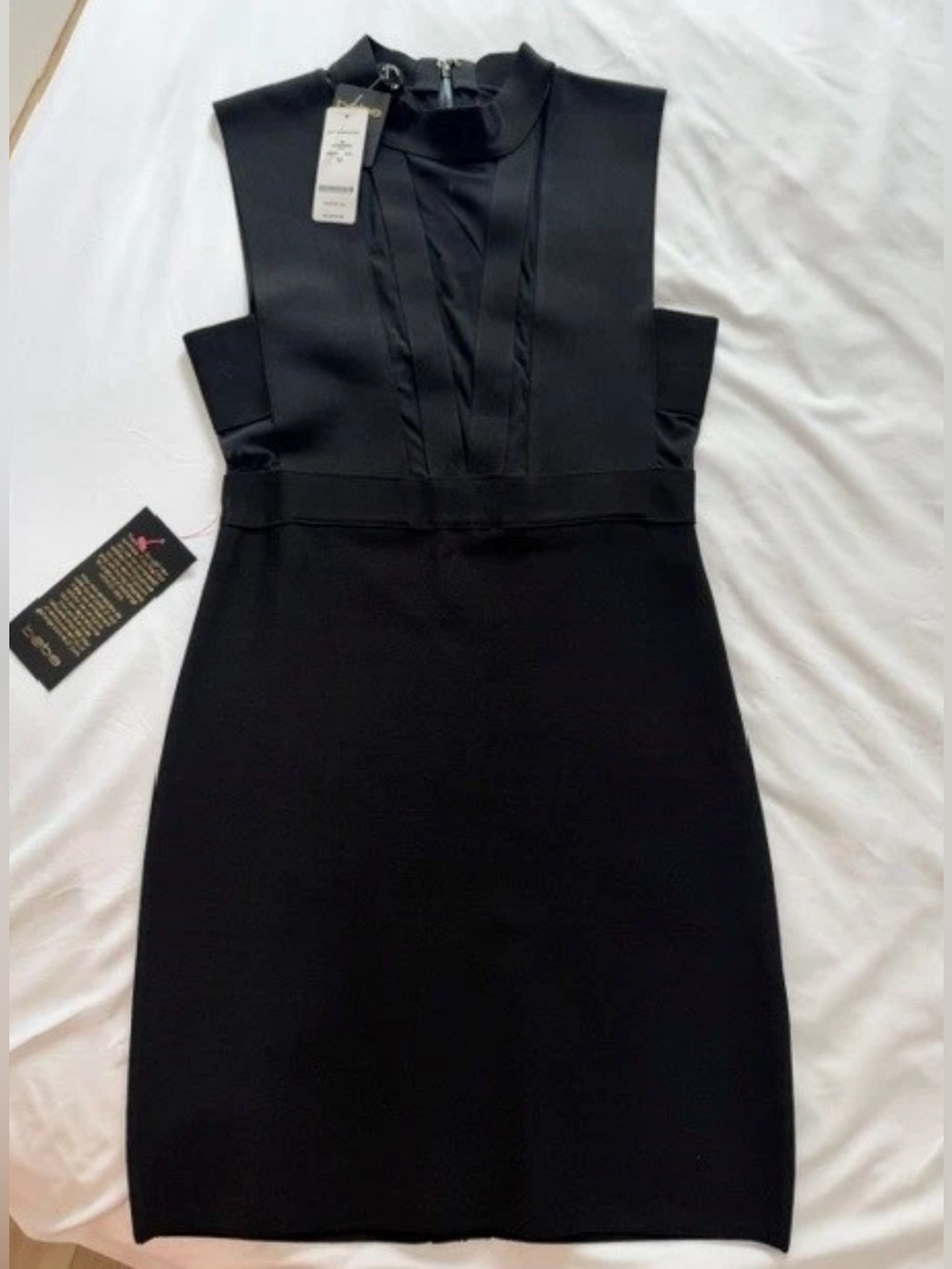 bebe Black Sleeveless Mini Sheath Dress